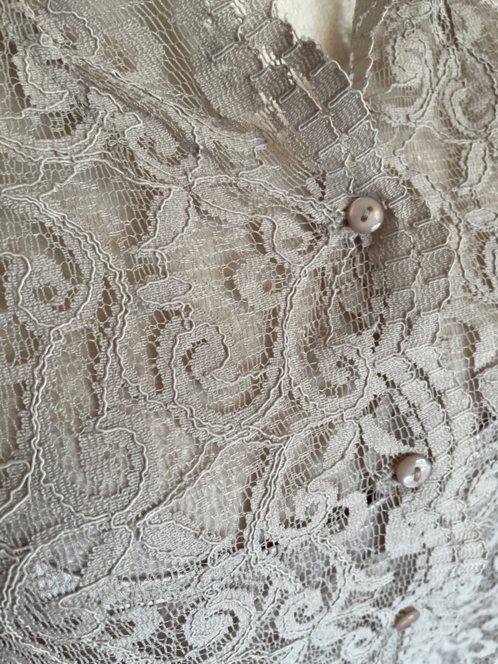 NWT Liz Claiborne Taupe Lace Short Sleeve V-Neck Blouse Size 10 Petite - Picture 2 of 8